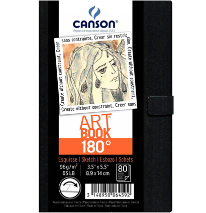 Скетчбук Canson Art Book 180° для зарисовок на застежке А6 / 80 листов / 96 гм