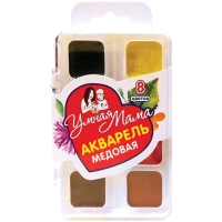 Акварель Гамма "Умная Мама" медовая 8 цветов детская в пластиковом кейсе
