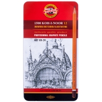 Набор карандашей ч/г Koh-I-Noor "1500 Art" ,12шт., 8B-2H, заточен., метал. пенал