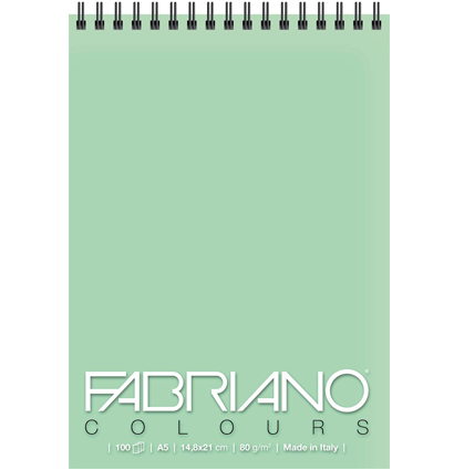 Блокнот с зелёной бумагой Fabriano Colours для зарисовок А5 / 100 листов / 80 гм