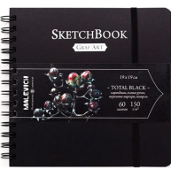 Скетчбук с чёрной бумагой Малевичъ Graf Art Total Black 19х19 см / 60 листов / 150 гм