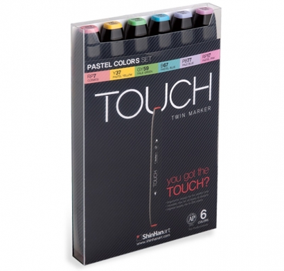 Набор спиртовых двусторонних маркеров Touch Twin 6 "Пастельные цвета" в кейсе