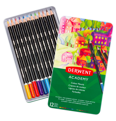 Набор цветных карандашей Academy 12 цветов в металлической упаковке