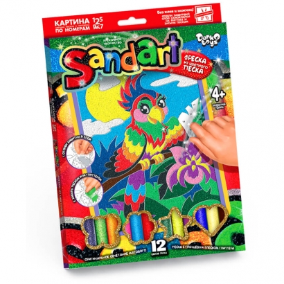 Фреска-картина из песка Danko toys "Sand Art. Попугай", картонная коробка