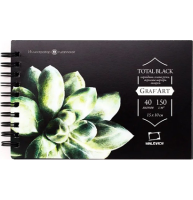 Скетчбук с чёрной бумагой Малевичъ Graf Art Total Black А6 / 40 листов / 150 гм
