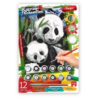 Картина по номерам Danko toys "Панды", А4, картон, европодвес