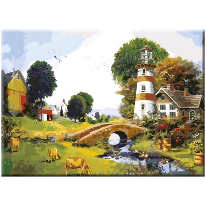 Холст на картоне с контуром Сонет "Пейзаж" 30х40 см / 100% хлопок