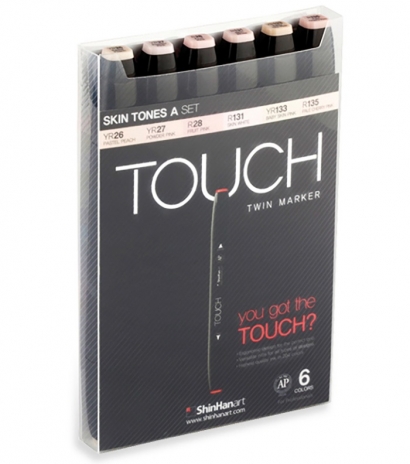 Набор спиртовых двусторонних маркеров Touch Twin 6 "Телесные цвета А" в кейсе