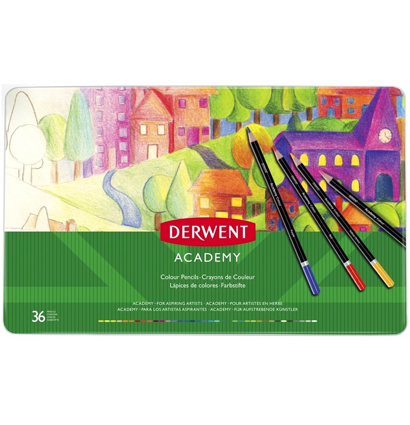 Набор цветных карандашей Academy 36 цветов в металлической упаковке