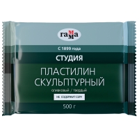 Пластилин скульптурный Гамма "Студия" профессиональный оливковый твердый 500г