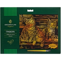 Гравюра с эффектом золота набор "Кошки" Greenwich Line А4
