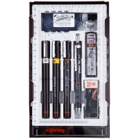 Набор изографов Rotring 0.25/0.35/0.5 мм, мех. карандаш 0.5 мм, грифели, ластик, насадка для циркуля