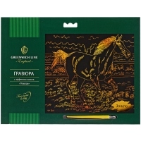 Гравюра с эффектом золота набор "Лошадь" Greenwich Line А4
