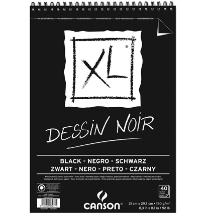 Альбом с черной бумагой Canson XL Black для графики А3 / 40 листов / 150 гм