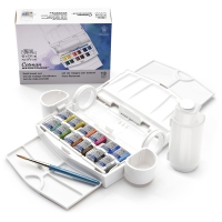 Акварель Winsor Newton Cotman 12 цветов в кюветах в пластиковом кейсе с аксессуарами