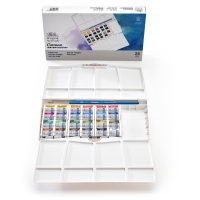 Акварель Winsor Newton Cotman 24 цвета в кюветах в пластиковом кейсе с кистью