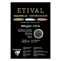 Бумага для акварели черная Etival ClaireFontaine торшон склейка А4 / 15 листов / 300 гм