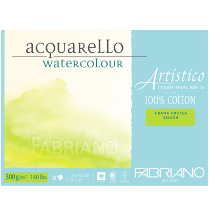 Альбом для акварели Fabriano Artistico Traditional White Rough из хлопка 23x30 см / 12 листов / 300 гм