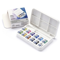 Акварель Winsor Newton Cotman 12 цветов в кюветах в пластиковом кейсе с водной кистью