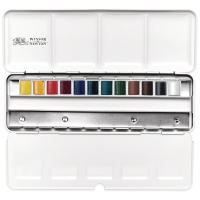Акварель Winsor Newton Cotman 12 цветов в кюветах в металическом кейсе с 12 доп местами