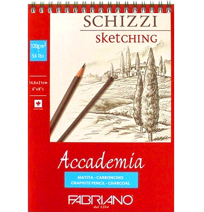 Альбом Fabriano Accademia Sketching на пружине для графики бежевая бумага А5 / 50 листов / 120 гм