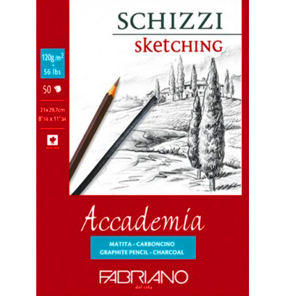 Альбом Fabriano Accademia Sketching для графики А5 / 50 листов / 120 гм