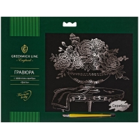 Гравюра с эффектом серебра набор "Цветы" Greenwich Line А4