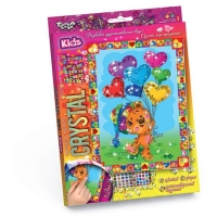 Аппликация-картина из кристаллов Danko toys "Самоклеящиеся кристаллы. Crystal Art. Мишка с шариками"