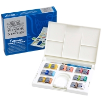 Акварель Winsor Newton Cotman 14 цветов в кюветах в пластиковом кейсе с кистью
