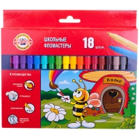 Фломастеры Koh-I-Noor "Пчелка", 18цв., трехгранные, смываемые, картон, европодвес
