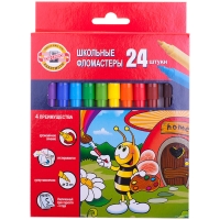 Фломастеры Koh-I-Noor "Пчелка", 24цв., трехгранные, смываемые, картон, европодвес
