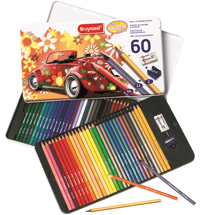 Набор цветных карандашей Bruynzeel 58 цветов + ластик, точилка в фирменном пенале