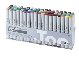 Copic Sketch 72 B набор спиртовых маркеров для рисования с двумя перьями в кейсе