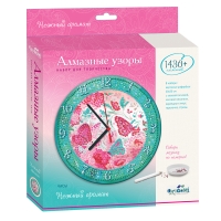 Алмазная мозаика Origami "Алмазные узоры. Часы. Нежный аромат", d20см, европодвес