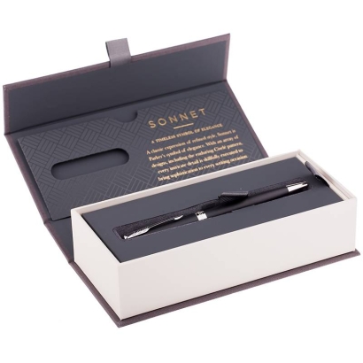 Ручка шариковая Parker Sonnet Matte Black CT 1 мм черные чернила, подарочная упаковка