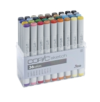 Copic Sketch 36 набор спиртовых маркеров для рисования с двумя перьями в кейсе