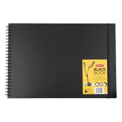 Альбом Derwent Black Book с черной бумагой на пружине А3 / 40 листов / 200 гм