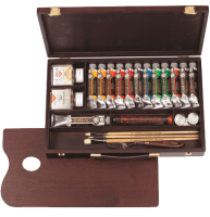 Набор масляных красок Royal Talens Rembrandt "Профессионал" 12 цветов в деревянном кейсе с аксессуарами