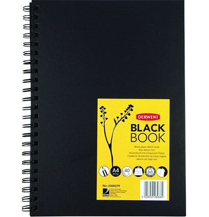 Альбом Derwent Black Book с черной бумагой на пружине А4 / 40 листов / 200 гм