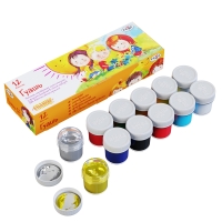 Гуашь Гамма "Оранжевое солнце" набор красок 12 цветов в банках 20 мл