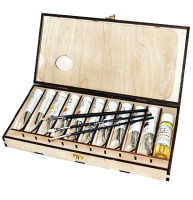 Набор для живописи с масляными красками 10 цветов по 40 мл палитрой, кистями и разбавителем