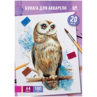 Папка для акварели ArtSpace "Сова" А4 / 20 листов / 180 гм
