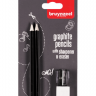 Набор чернографитных карандашей Bruynzeel Graphite Pencils HB 2 штуки с ластиком и точилкой купить в магазине товаров для рисования Альберт Мольберт с доставкой по РФ  и СНГ