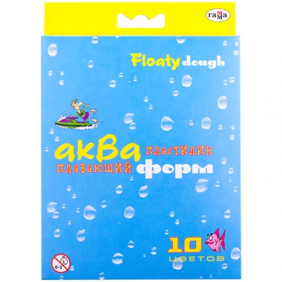 Пластилин Гамма "Акваформ" 10 цветов плавающий со стеком картонная упаковка