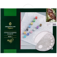 Картина по номерам Greenwich Line "Сова на ветке", 40*50см, с акриловыми красками, холст