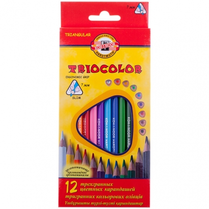 Карандаши цветные Koh-I-Noor "TrioColor" набор 12 цветов