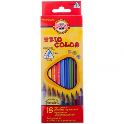 Карандаши цветные Koh-I-Noor "TrioColor" набор 18 цветов