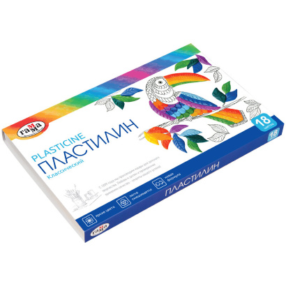 Пластилин Гамма "Классический" 18 цветов со стеком картонная упаковка 360 г