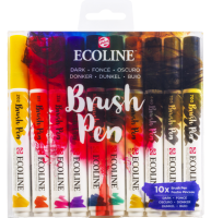 Набор акварельных маркеров Ecoline Brush Pen 10 цветов "Темные"