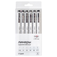 Набор линеров Гамма "Студия" черные, 6шт., 0,05/0,1/0,2/0,3/0,5/0,8мм